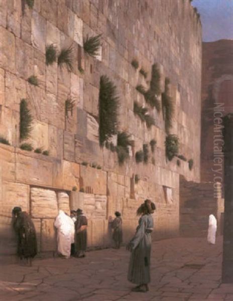 Solomon's Wall Jerusalem (the Wailing Wall) Oil Painting by Jean-Leon Gerome