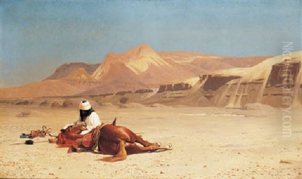 L'arabe Et Son Coursier (au Desert) Oil Painting by Jean-Leon Gerome