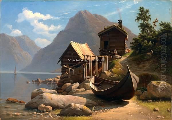 Fra Sognefjorden Oil Painting by Knud Andreassen Baade