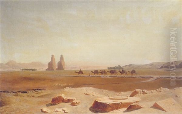 Vue De La Plaine De Thebes Oil Painting by Jean-Leon Gerome