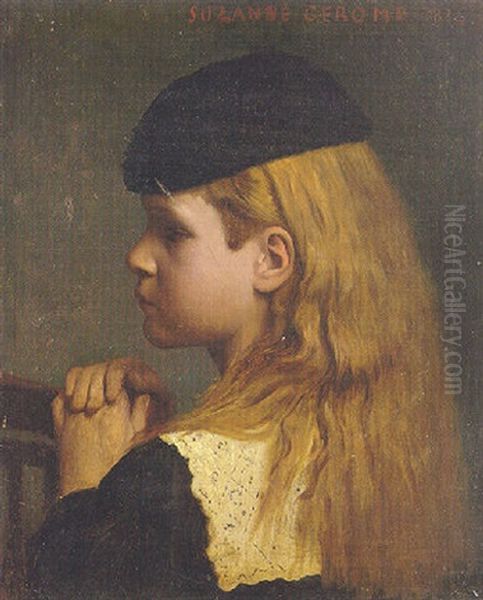 Portrait Of A Girl (suzanne Gerome?) Daughter Of The Artist Oil Painting by Jean-Leon Gerome