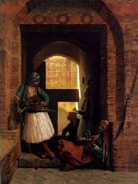 Corps De Garde D'arnautes Au Caire Oil Painting by Jean-Leon Gerome