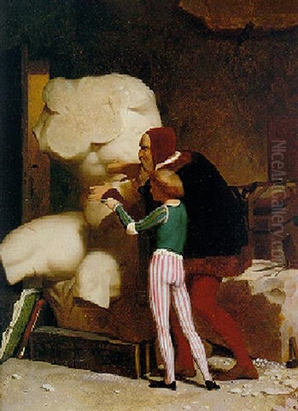 Michelangelo Showing A Pupil The Belvedere Torso by Jean-Leon Gerome