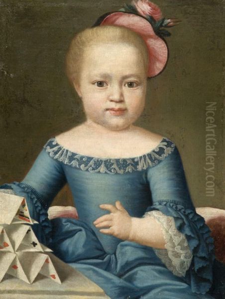 Portrait D'enfant Au Chapeau Rouge Oil Painting by Johan Michael Baader