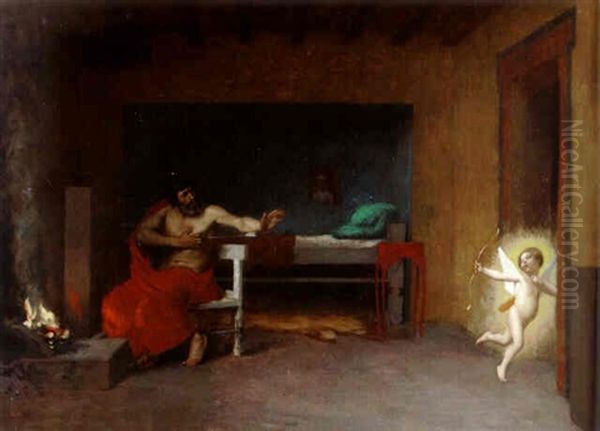 Anacreon 3 (cupidon S'enfuit) Oil Painting by Jean-Leon Gerome