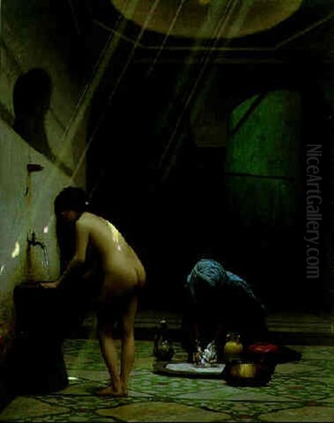 Un Bain Maure (femme Turque Au Bain) Oil Painting by Jean-Leon Gerome