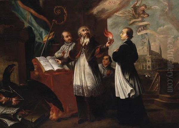 Saint Augustine Of Hippo (?) Receiving The Flaming Heart Oil Painting by Johann Baader