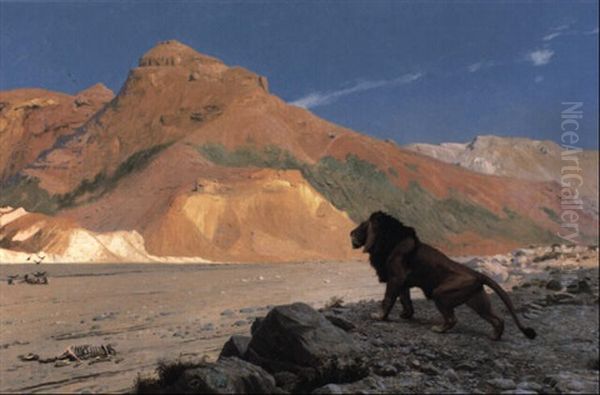 Lion Sur Une Falaise Oil Painting by Jean-Leon Gerome