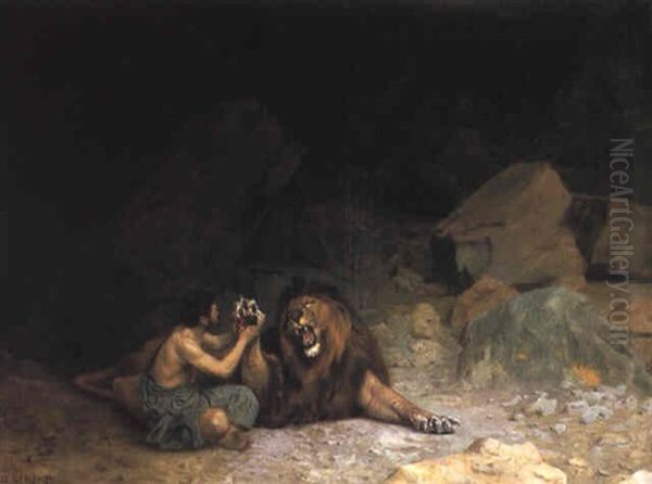 Androclss Et Le Lion Oil Painting by Jean-Leon Gerome