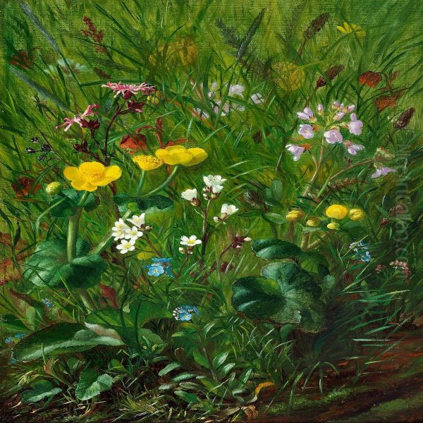 Forest Floor With Summer Flowers Oil Painting by Alfrida V. Ludovica Baadsgaard