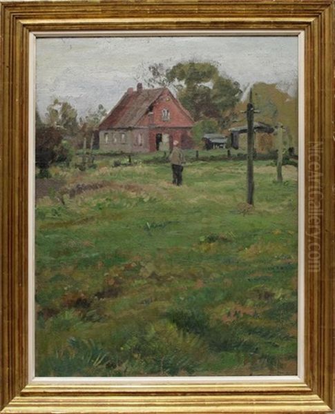 Ahrenshooper Bauerngehoft Oil Painting by Anna Gerresheim