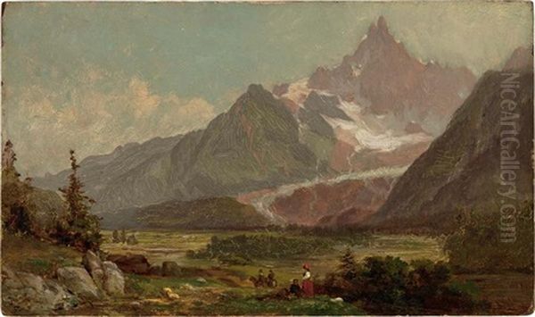 In The Valley Of Chamounix (from Nature) Oil Painting by Samuel Lancaster Gerry