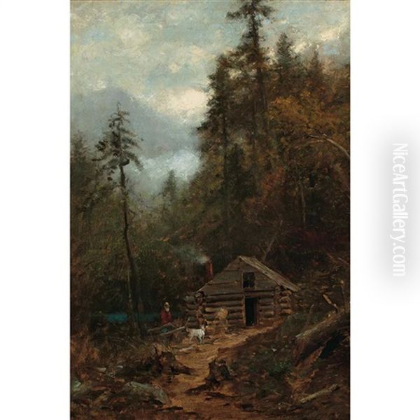 Chopping Wood Oil Painting by Samuel Lancaster Gerry