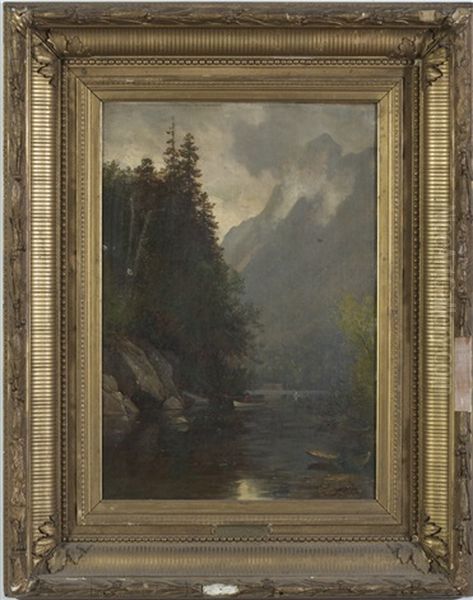 Rowing On A Lake In The White Mountains Oil Painting by Samuel Lancaster Gerry