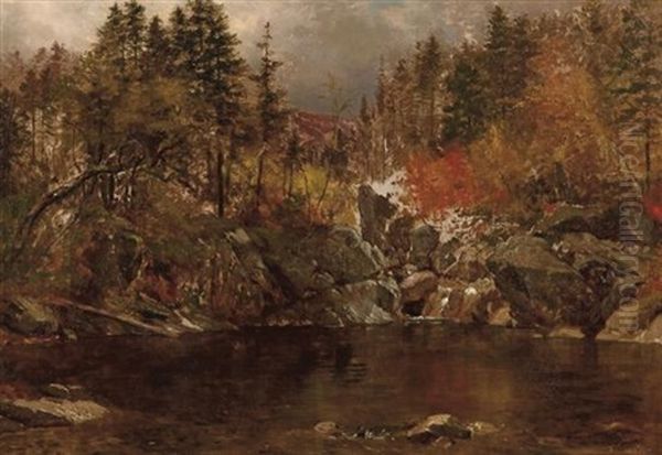 Pond In Autumn Oil Painting by Samuel Lancaster Gerry