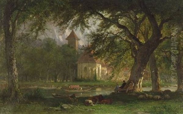 Woodland Chapel Oil Painting by Samuel Lancaster Gerry