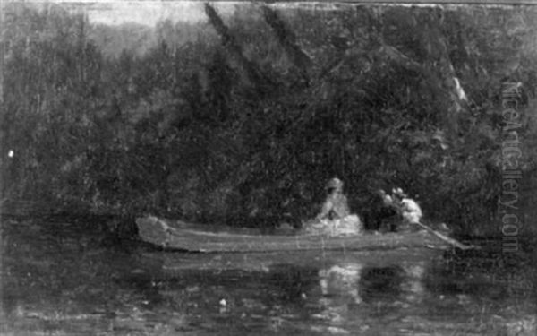 Paddling Across Oil Painting by Samuel Lancaster Gerry