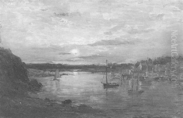 Harbor At Sunset Oil Painting by Samuel Lancaster Gerry