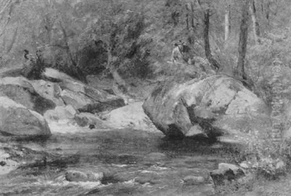 By The Trout Pool Oil Painting by Samuel Lancaster Gerry