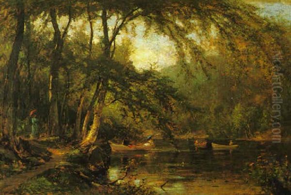 Profile Lake, Franconia Notch, New Hampshire Oil Painting by Samuel Lancaster Gerry