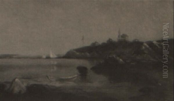 Harbor Scene: Marblehead Neck Oil Painting by Samuel Lancaster Gerry