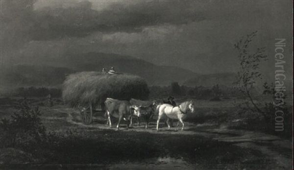 Hay Wagon In New Hampshire Oil Painting by Samuel Lancaster Gerry