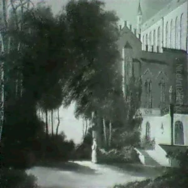 Klosterhof Bei Nacht Oil Painting by Joseph Gerstmeyer