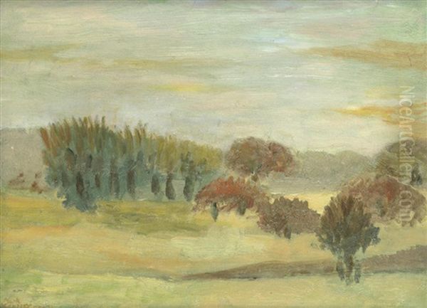 Trees At Banchory Sanatorium, Scotland Oil Painting by Mark Gertler