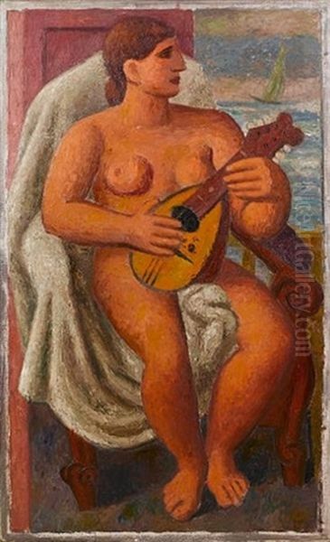 Musical Bather Oil Painting by Mark Gertler