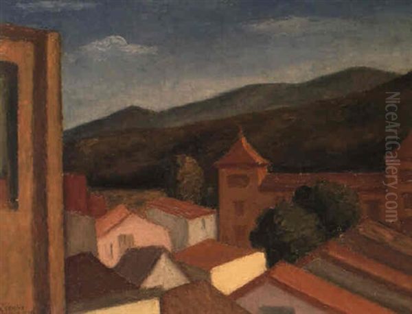 The Monastery, Castelltersol, Spain Oil Painting by Mark Gertler