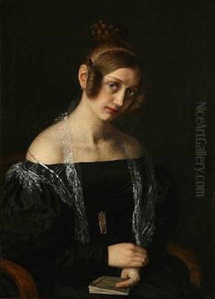 Portrait Of Cecilie Boving, Born Dahl Oil Painting by Vilhelm (Johan V.) Gertner