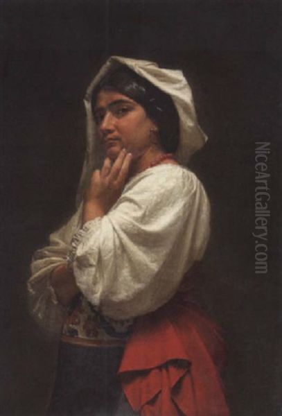 Junge Zigeunerin In Tracht Oil Painting by Vilhelm (Johan V.) Gertner