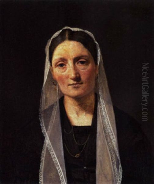 Professorinde Henriette Conradine Drejer Oil Painting by Vilhelm (Johan V.) Gertner