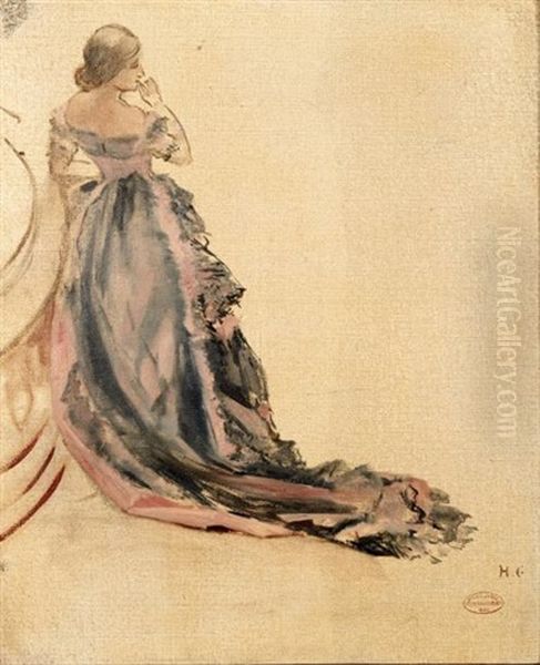 Etude De Femme En Robe Du Soir Oil Painting by Henri Gervex