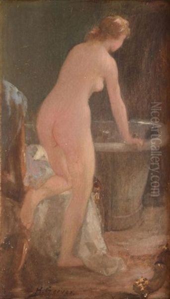 Nu A La Baignoire Oil Painting by Henri Gervex