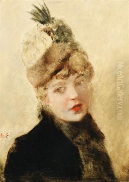 Jeune Femme A L'aigrette Oil Painting by Henri Gervex