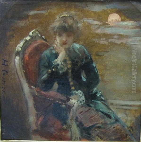 A Lady Seated In A Chair Oil Painting by Henri Gervex