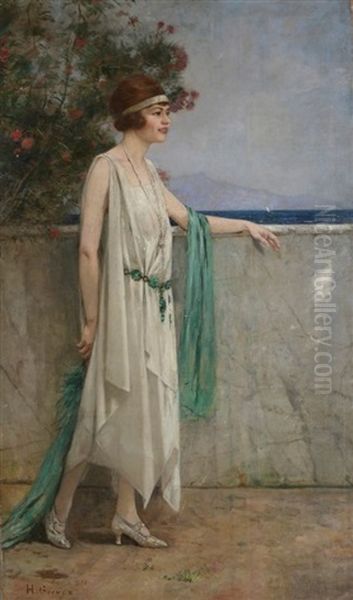 Elegante Dans Un Jardin Oil Painting by Henri Gervex