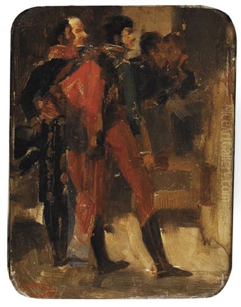 Deux Generaux (in Collab. W/alfred Stevens And Others) Oil Painting by Henri Gervex