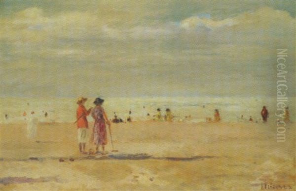 Le Bord De La Plage A Trouville Oil Painting by Henri Gervex