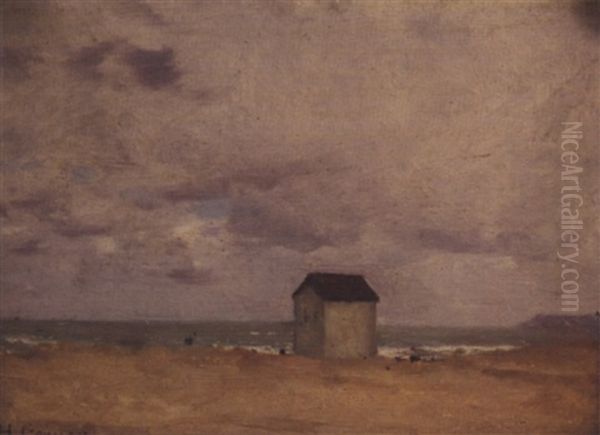 La Cabane Sur La Plage De Trouville Oil Painting by Henri Gervex