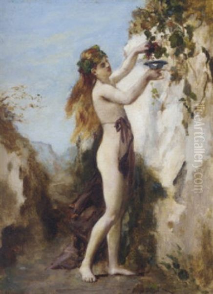 Nymph Collecting Berries Oil Painting by Henri Gervex