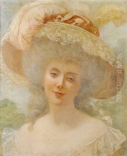 Elegante Au Chapeau De Dentelle Oil Painting by Henri Gervex