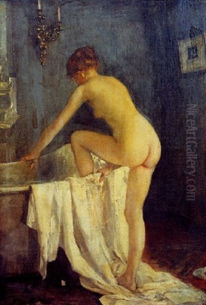 Jeune Fille A La Baignoire Oil Painting by Henri Gervex