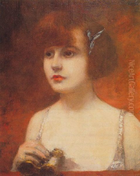 Jeune Femme Au Spectacle Dans Sa Loge Oil Painting by Henri Gervex