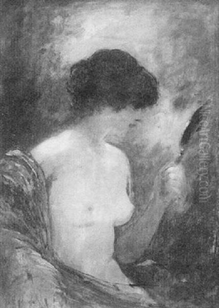 Femme Au Miroir Oil Painting by Henri Gervex