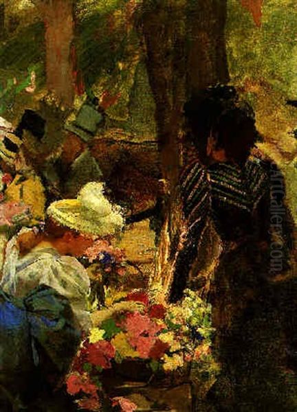 Le Marche Aux Fleurs Oil Painting by Henri Gervex