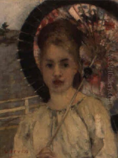 Jeune Femme A L'ombrelle Japonaise Oil Painting by Henri Gervex