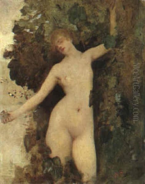 Eve With An Apple Oil Painting by Henri Gervex