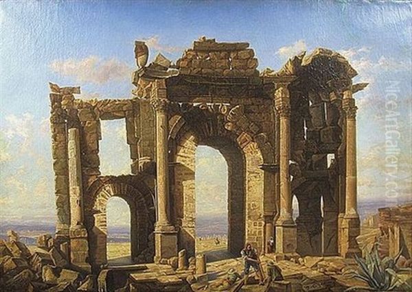 Les Ruines De Timgad Oil Painting by Jean-Charles Geslin